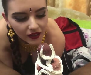 10:40 , Wan Girl in Indian Garments Does Sensual Whipped Cream Blowjob-Alyssa Quinn